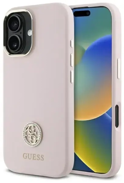 Guess GUHCP16SM4DGPP iPhone 16 6.1"       jasnoróżowy|pink hardcase Silicone Logo Strass 4G