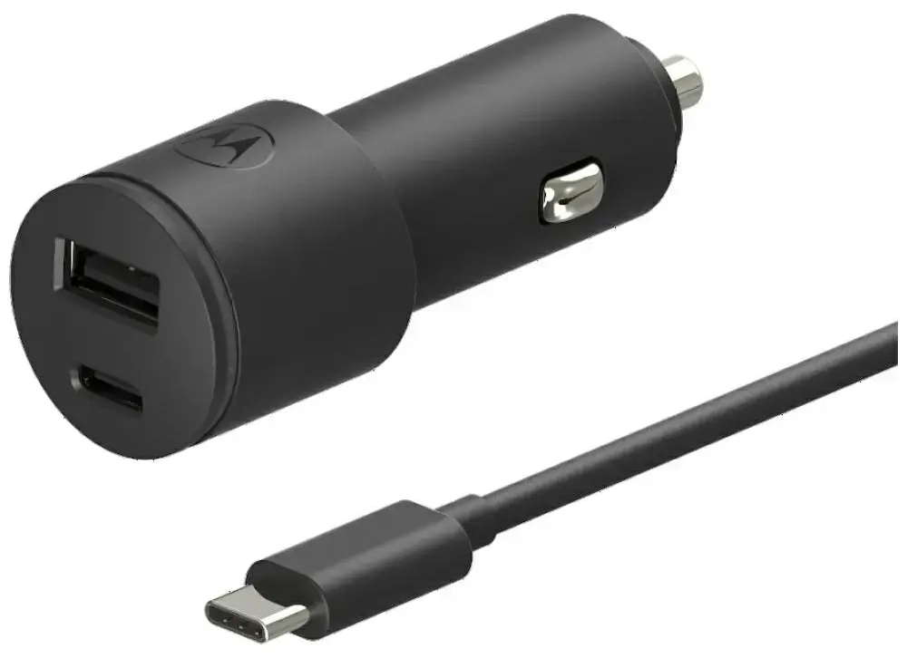 Motorola TurboPower automobilinis įkroviklis | 45W | USB-A, USB-C | su USB-C į USB-C laidu komplekte | juodas