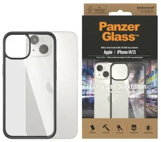 PanzerGlass ClearCase iPhone 14|13 6.1" Antibacterial czarny|black 0405