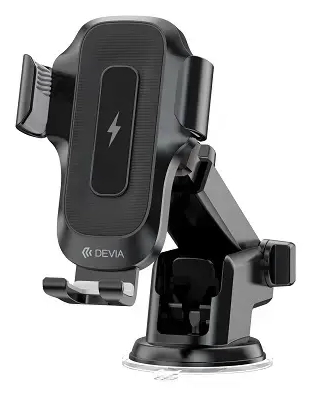 Devia car holder EA497 with wireless inductive charger black 15W with suction cup