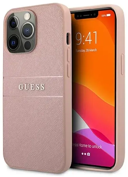 GUHCP13XPSASBPI Guess PU Leather Saffiano Case for iPhone 13 Pro Max Pink