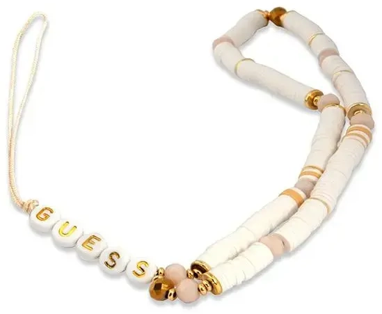 Guess zawieszka GUSTPEARW Phone Strap biały|white Heishi Beads