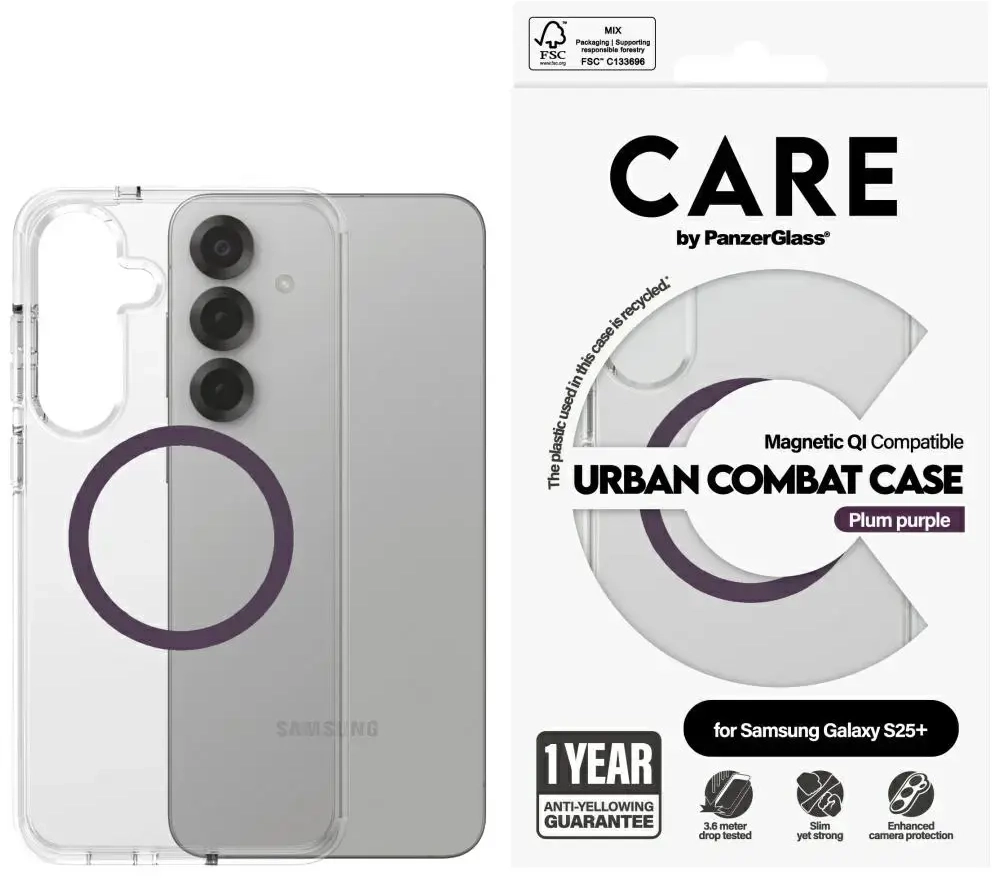 Etui CARE by PanzerGlass Flagship Urban   Combat Purple QI do Samsung Galaxy S25+ przezroczysty