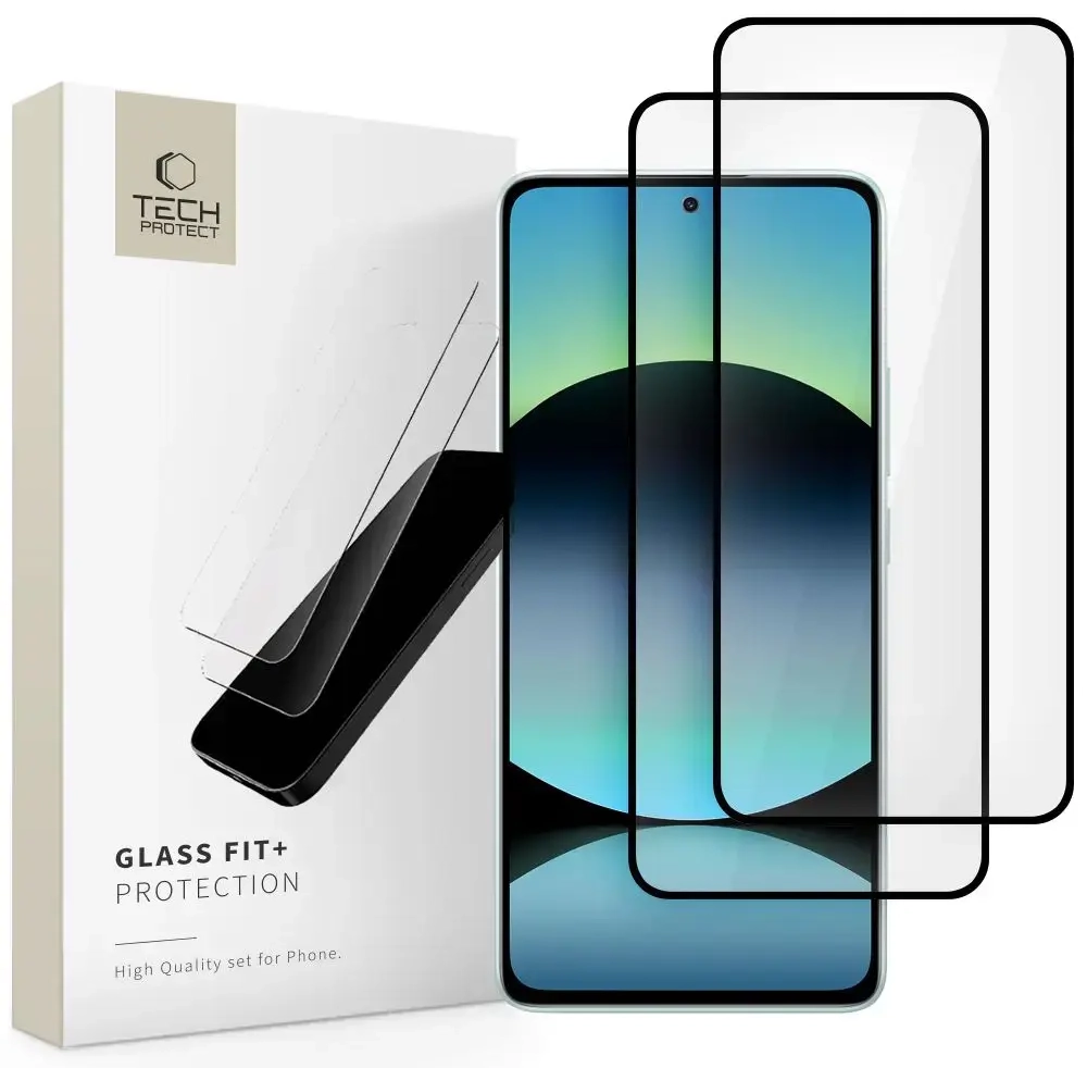 TECH-PROTECT GLASS FIT+ tempered glass for phone Xiaomi Redmi Note 14 4G | 5G black 2 pcs