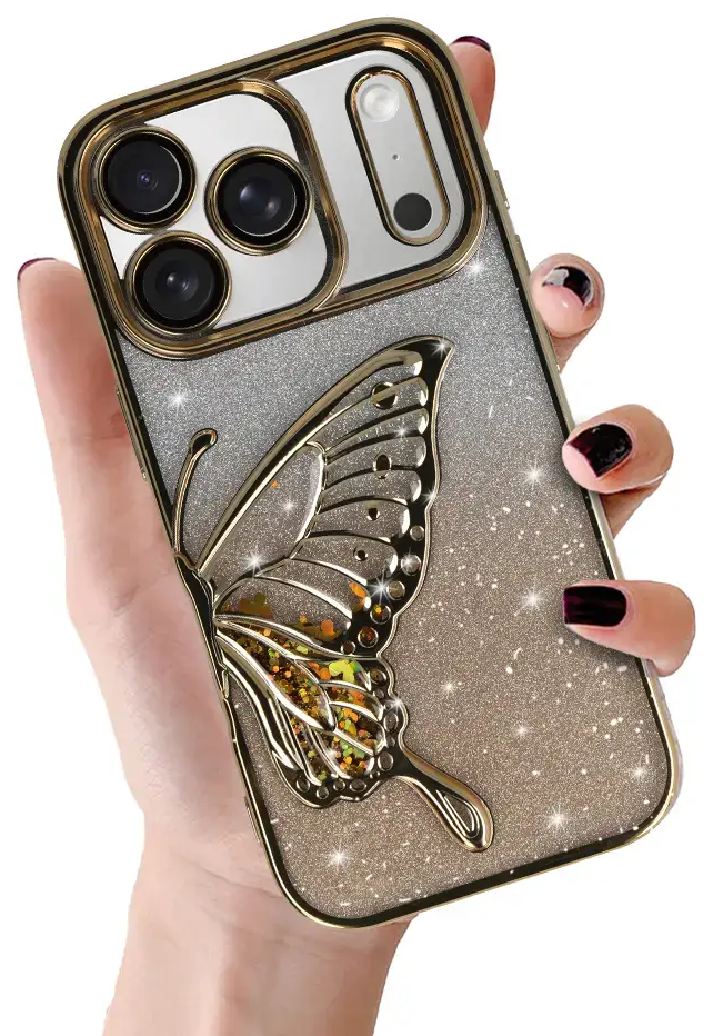 Tel Protect Butterfly Water telefono dėklas iPhone 17 Pro Max auksinis