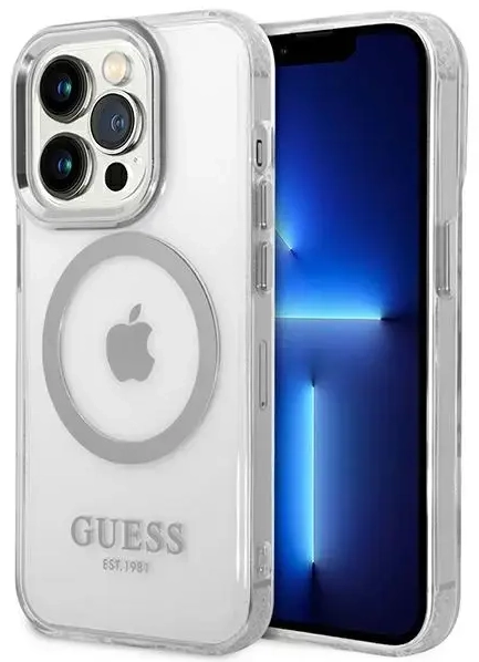 Guess GUHMP14XHTRMS iPhone 14 Pro Max 6,7" srebrny|silver hard case Metal Outline Magsafe