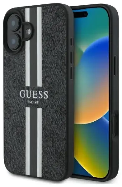 Guess GUHMP16SP4RPSK iPhone 16 6.1"       czarny|black hardcase 4G Printed Stripes MagSafe