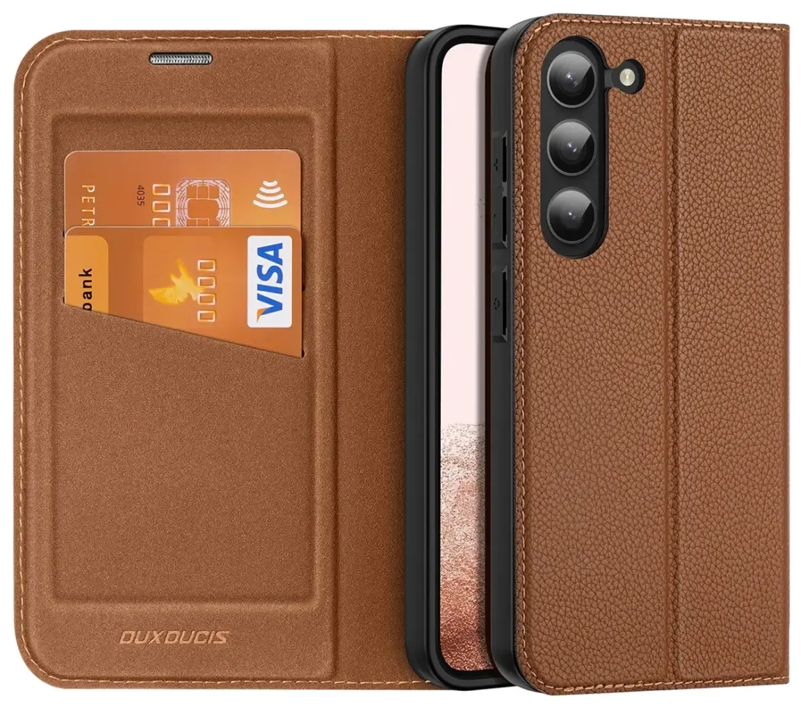 Dux Ducis Skin X2 case Samsung Galaxy S23+ flip case wallet stand brown