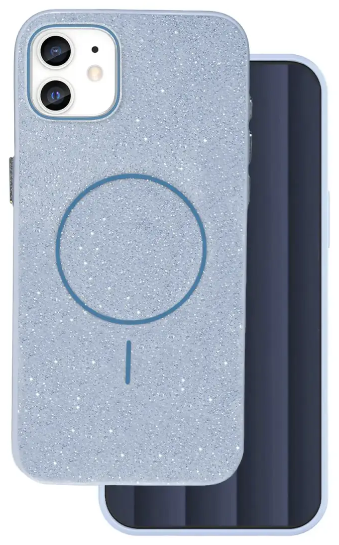 Glitter Thin Mag telefono dėklas su MagSafe palaikymu iPhone 11 mėlynas