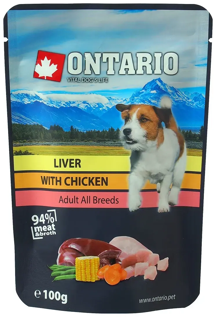 Konservi suņiem : Ontario Dog Liver with Chicken in Broth, 100g
