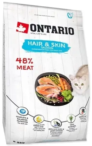 Sausā barība kaķiem - Ontario Cat Hair and Skin, 2 kg