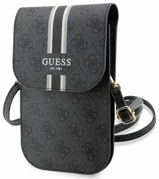 Guess PU 4G Printed Stripes Phone Bag Black