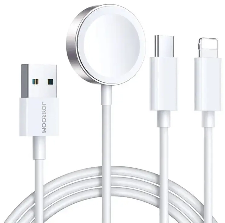 Apple Watch Magnetic Charger Joyroom S-IW008 Lightning + USB-C 5V 1.2m (White)
