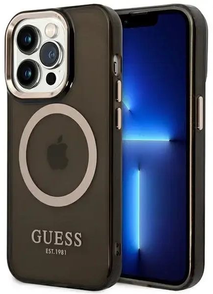 Guess GUHMP14XHTCMK iPhone 14 Pro Max 6,7" czarny|black hard case Gold Outline Translucent MagSafe