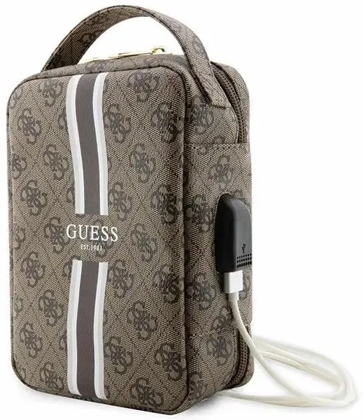 Guess PU 4G Printed Stripes Travel Universal Bag Brown