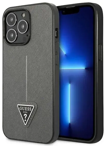 Guess GUHCP14XPSATLG iPhone 14 Pro Max 6,7" srebrny|silver hardcase SaffianoTriangle Logo