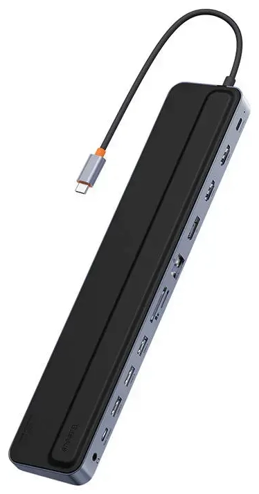 Hub 12w1 Baseus EliteJoy Gen2 series USB-C do 2xHDMI+ 3xUSB 3.0+ PD+ DP+ SD|TF+ RJ45+Type-C+ 3.5mm (dark grey)