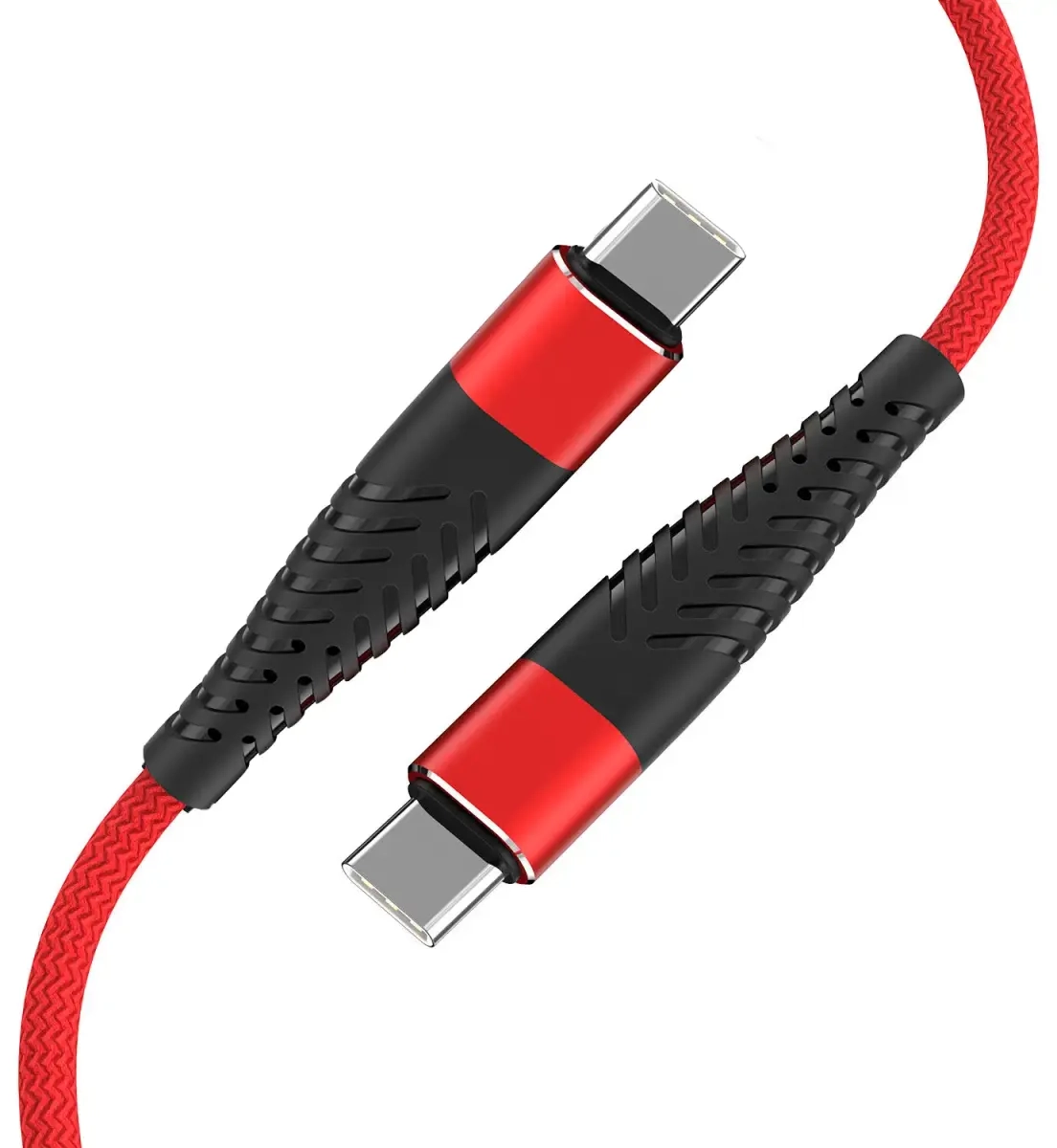 Fusion Accessories Fishbone andmeedastus- ja laadimiskaabel | USB-C kuni USB-C | QC 3.0 | 65W | 1.5m | punane