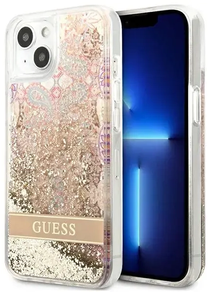Guess Liquid Glitter Paisley Case for iPhone 13 mini Gold