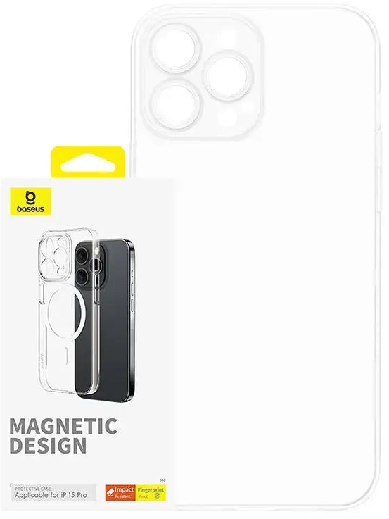 Magnetic Phone Case for iPhone 15 Pro Baseus OS-Lucent Series (Clear)