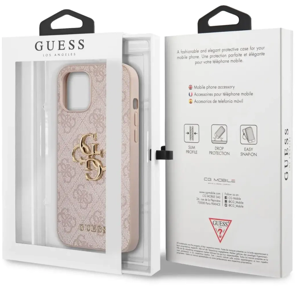 GUHCP12M4GMGPI Guess PU 4G Metal Logo Case for iPhone 12|12 Pro Pink