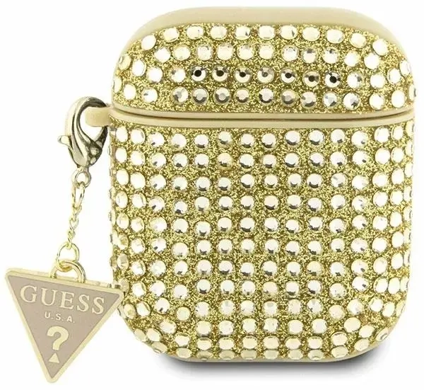 Guess GUA2HDGTPD AirPods 1|2 cover złoty|gold Rhinestone Triangle Charm