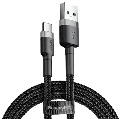 Baseus Cafule duomenų perdavimo ir įkrovimo laidas | USB-A į USB-C | 15W | 0.5m | pilkas, juodas