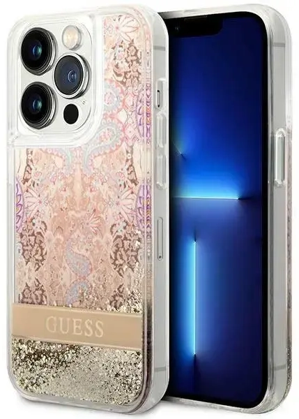 Guess GUHCP14LLFLSD iPhone 14 Pro 6,1" złoty|gold hardcase Paisley Liquid Glitter