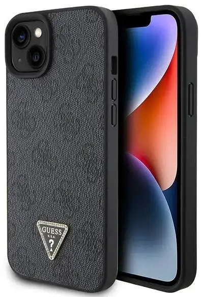 Guess GUHCP15SP4TDPK iPhone 15 6.1" czarny|black hardcase Leather 4G Diamond Triangle