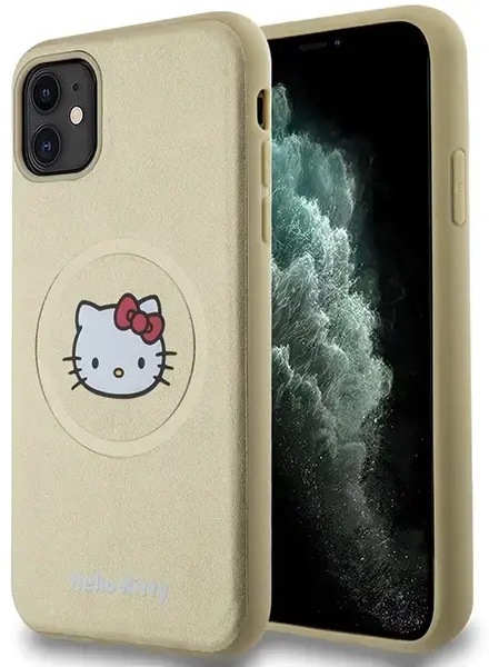 Hello Kitty HKHMN61PGHCKD iPhone 11 | Xr 6.1" złoty|gold hardcase Leather Kitty Head MagSafe