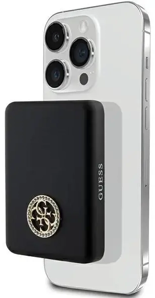 Guess 4G Strassed Metal Logo ārējais akumulators (powerbank) | 3000 mAh | 5W | USB-C, MagSafe | melns