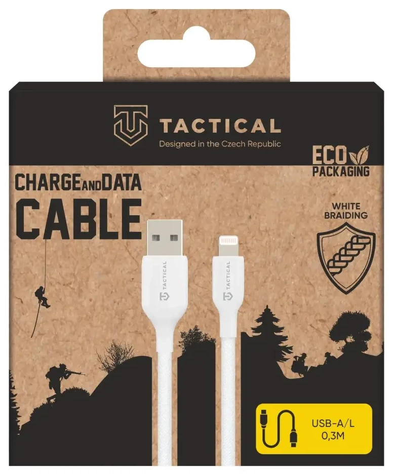 Tactical Stitch Thread datu pārraides un uzlādes vads | USB-A uz Lightning | 0.3m | balts