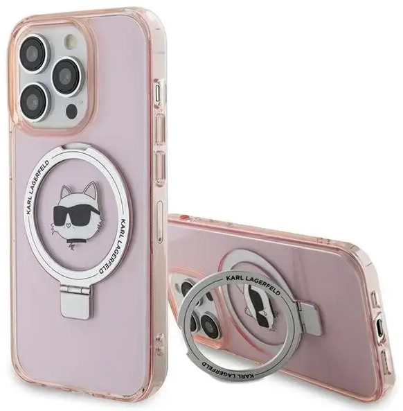 Karl Lagerfeld KLHMP15XHMRSCHP iPhone 15 Pro Max 6.7" pink|pink hardcase Ring Stand Choupette Head MagSafe