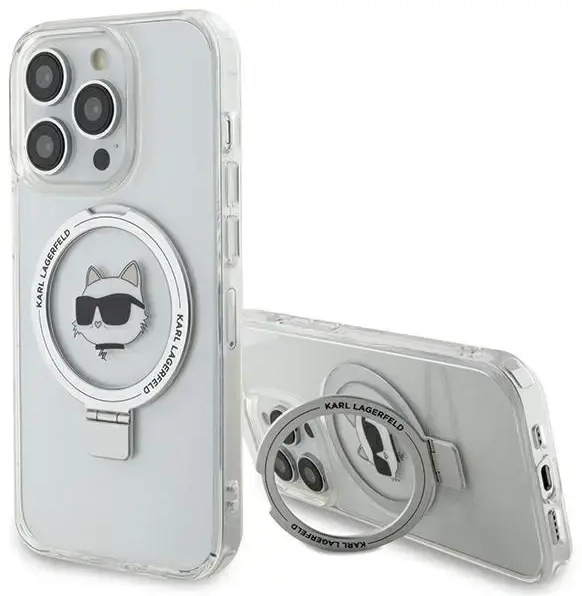 Karl Lagerfeld KLHMP15LHMRSCHH iPhone 15 Pro 6.1" white|white hardcase Ring Stand Choupette Head MagSafe
