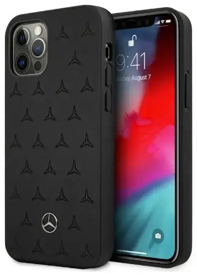 Mercedes MEHCP12LPSQBK iPhone 12 Pro Max 6,7" czarny|black hardcase Leather Stars Pattern