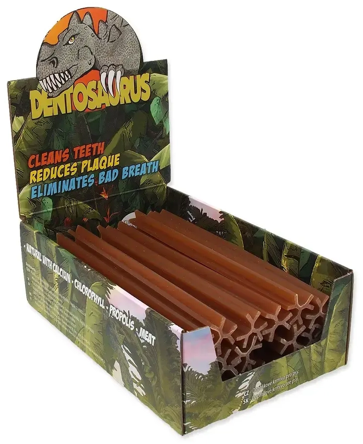 Gardums suņiem – Mr. Dental display dentosaurus stick with propolis L 21 cm 20 gab