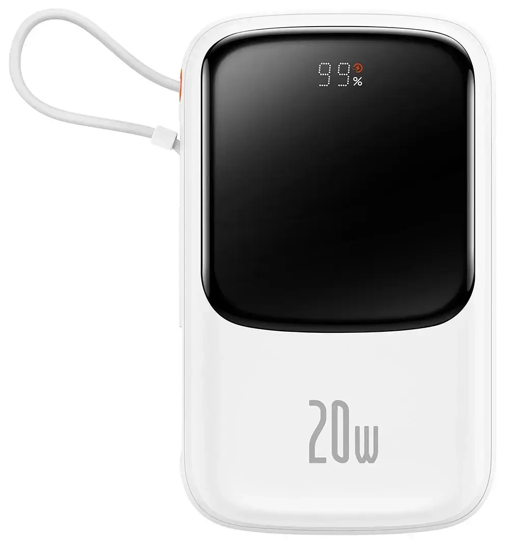 Baseus Qpow PRO ārējais akumulators (powerbank) | 10000 mAh | 20W | USB-C, USB-A, Lightning | balts