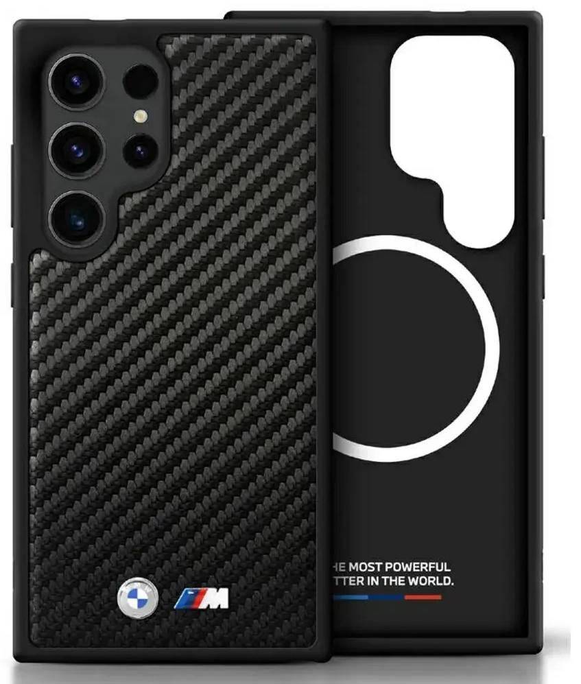 Etui BMW Leather Carbon MagSafe do        Samsung Galaxy S25 Ultra czarny
