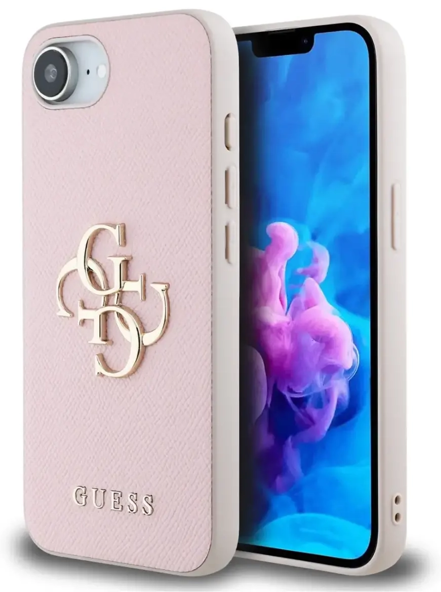Guess telefona maciņš priekš iPhone 16e rozā