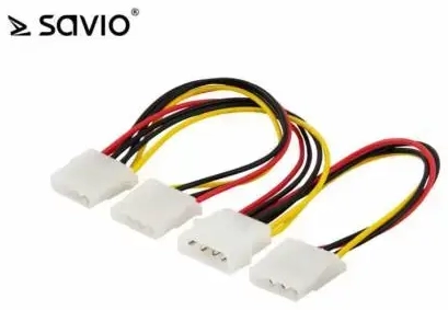 SAVIO Кабель питания AK-16|18 см| IDE Molex 4 pin male | 3xIDE Molex 4 pin female| Напряжение 12 В DCV DC