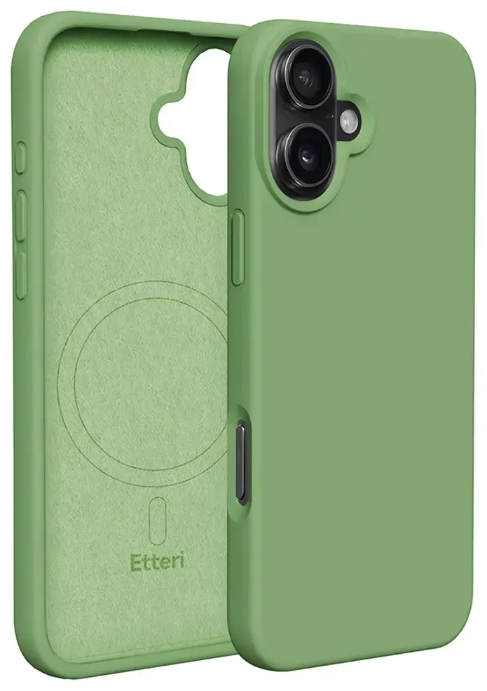Etteri Silicone maciņš ar MagSafe atbalstu telefonam iPhone 16 zaļš