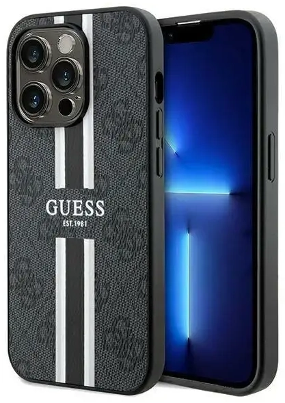Guess GUHMP15XP4RPSK iPhone 15 Pro Max 6.7" czarny|black hardcase 4G Printed Stripes MagSafe