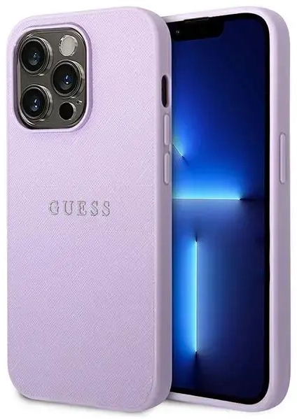 Guess GUHCP14LPSASBPU iPhone 14 Pro 6,1" fioletowy|purple Saffiano Strap