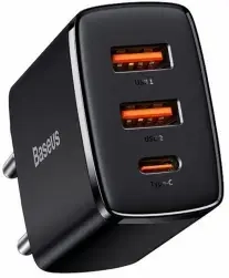 Baseus Compact tīkla lādētājs | 30W | PD | USB-A, USB-C | melns