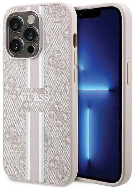 Guess GUHMP15LP4RPSP iPhone 15 Pro 6.1" różowy|pink hardcase 4G Printed Stripes MagSafe