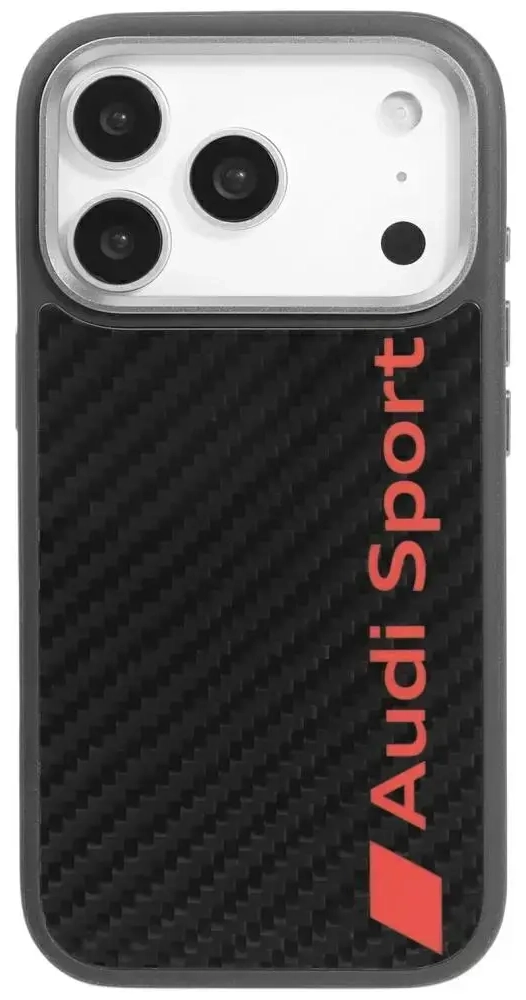 Audi R8 Carbon Fiber maciņš ar MagSafe atbalstu telefonam iPhone 17 Pro melns