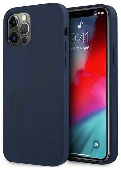 GUHCP12LLSVSBL Guess Silicone Vintage Cover for iPhone 12 Pro Max 6.7 Blue