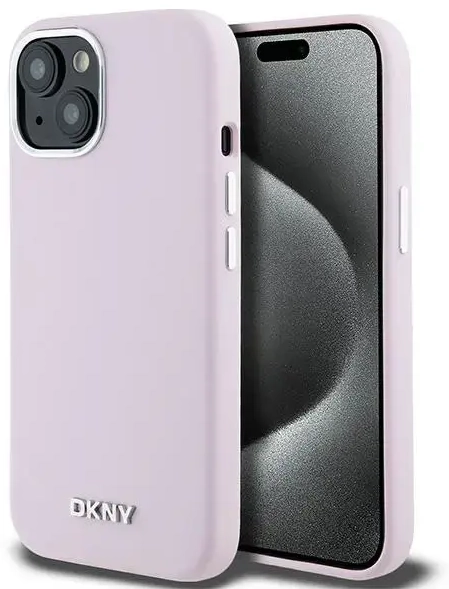 DKNY DKHMP14SSMCHLP iPhone 14 | 15 | 13 6.1" różowy|pink hardcase Liquid Silicone Small Metal Logo MagSafe