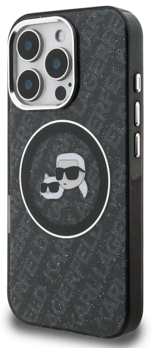 Karl Lagerfeld IML K&CH Heads Repeated Logo MagSafe Case for iPhone 16 Pro Max Black