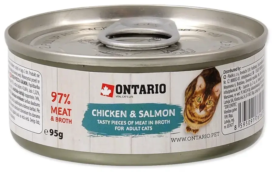 Konservi kaķiem – Ontario Chicken Pieces+Scallop 95g